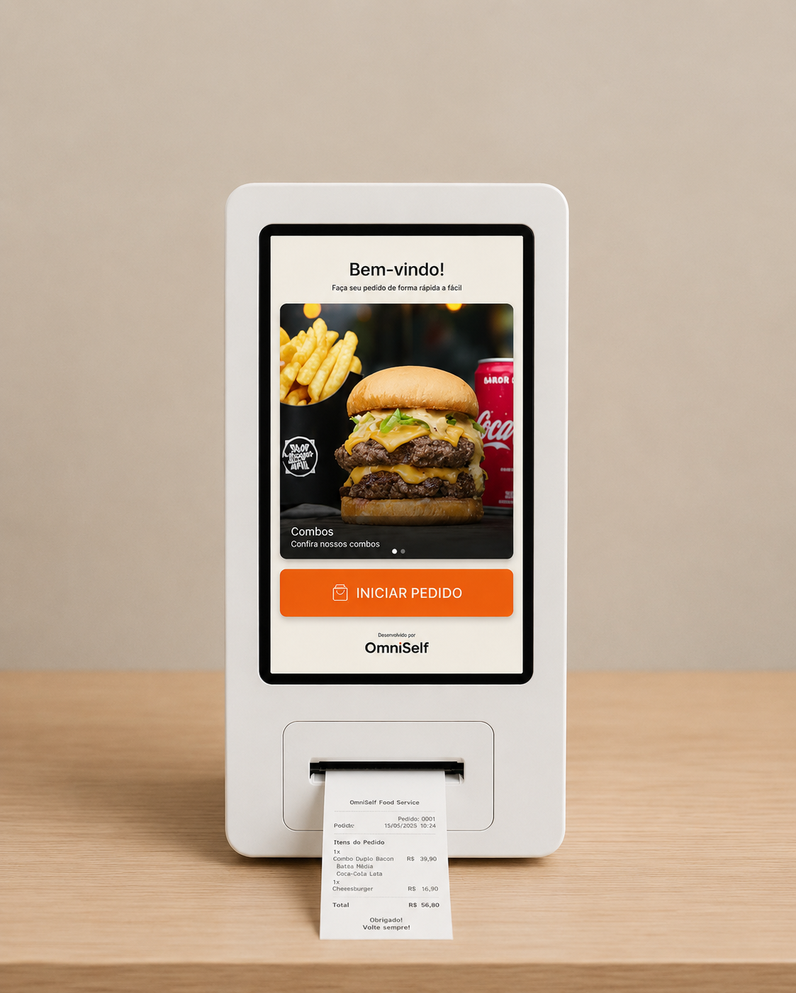 Totem OmniSelf em uso — Food Service